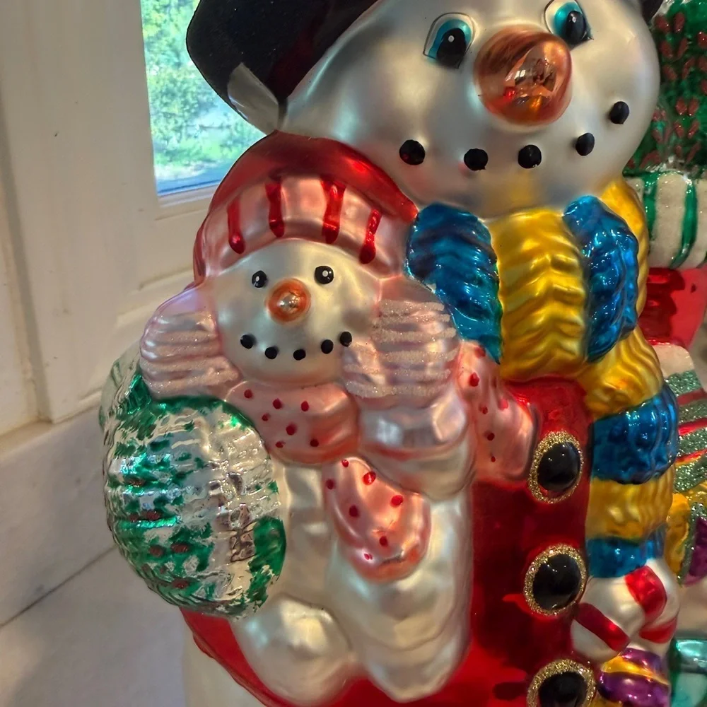 Large traditions hand blown vintage Snowman Family Holiday Decor